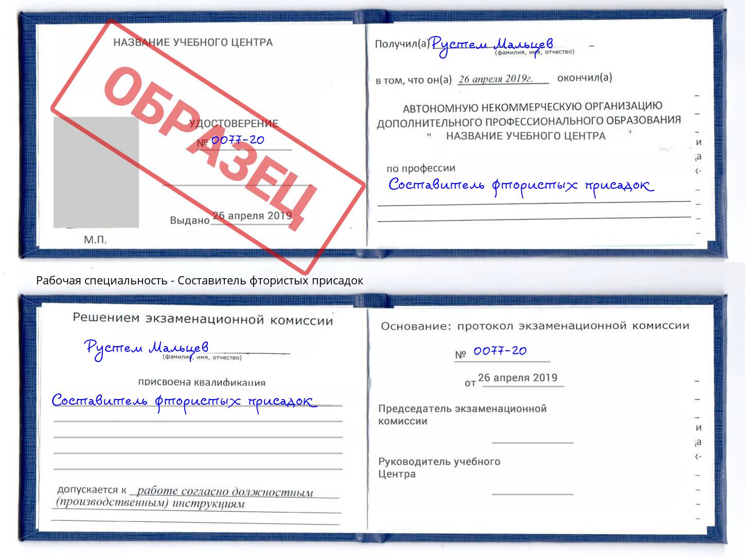 Составитель фтористых присадок Майкоп