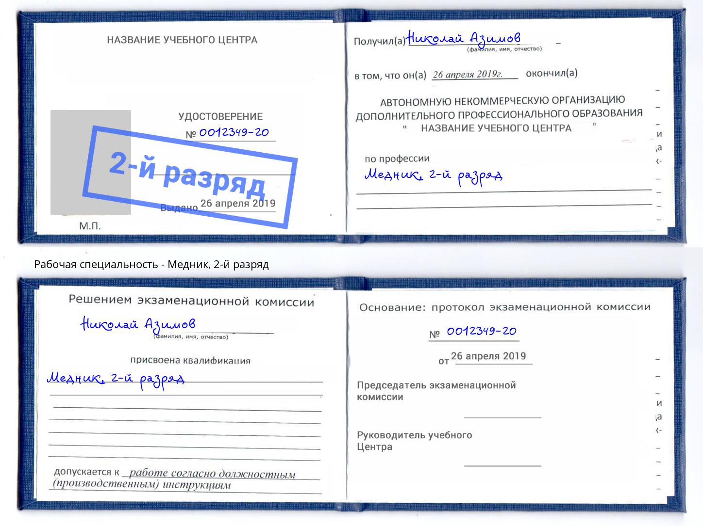 корочка 2-й разряд Медник Майкоп